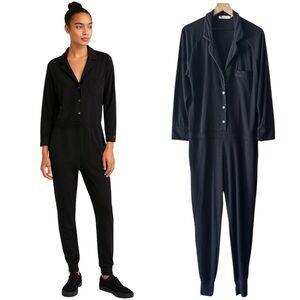 Alexander Wang Long Sleeve Button Front Jumpsuit - Black - Women's Size Large